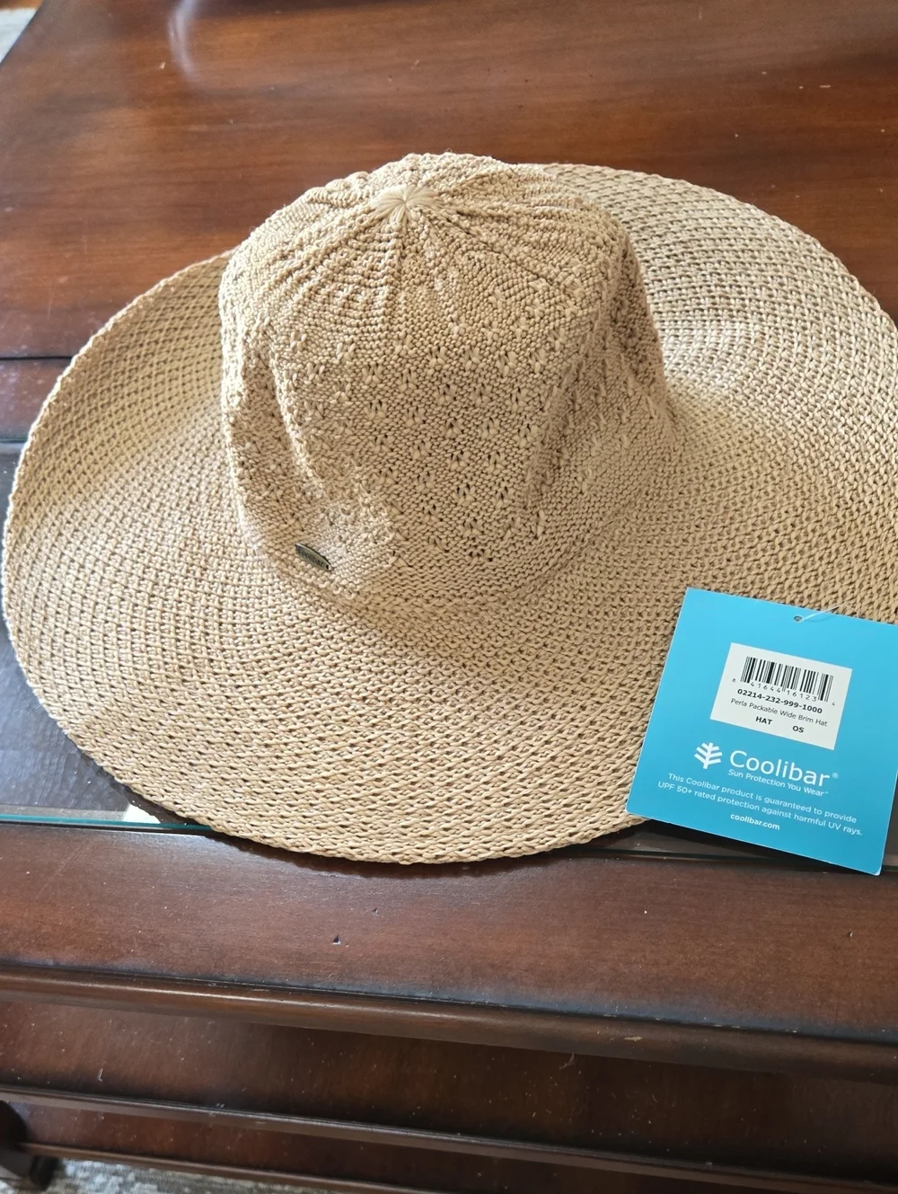 Coolibar Straw-Look Wide Brim Sun Hat in Tan. New With Tag!!